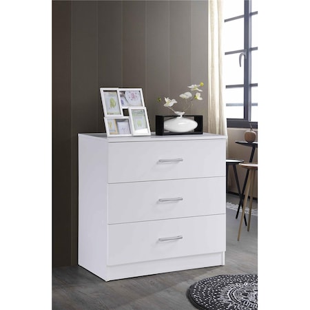 Hodedah 3 Drawer Dresser Hi3Dr White